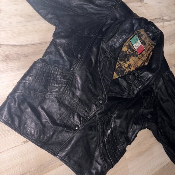 Vintage Rosselini Black Genuine Leather Jacket S - Picture 5 of 13